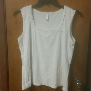 White sleeveless top